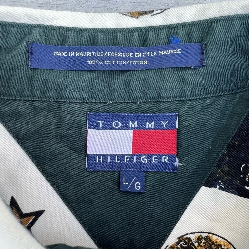 RARE Vintage Tommy Hilfiger Long Sleeve Shirt Olympics Theme All Over Print Sz L - Picture 7 of 7